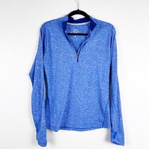 Nike Women's Dri Fit Long Sleeve 1/4 Zip Pullover Blue Sz S